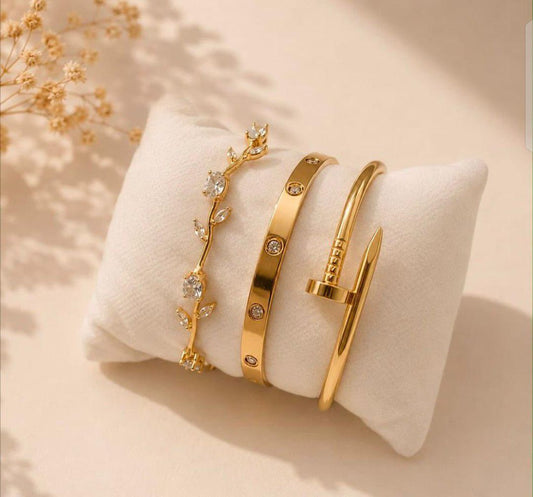 Image for 3-Piece Golden Cartier Bracelet Set